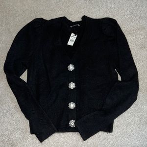 Express black cardigan with jeweled buttons